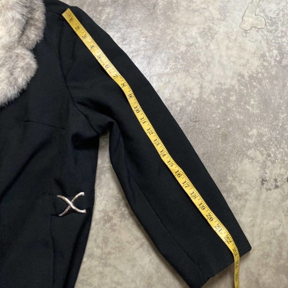 Fox Wers Philadelphia Andover Alnorna Coat Womens 12 Black Fur Collar Mid Length - Picture 7 of 12